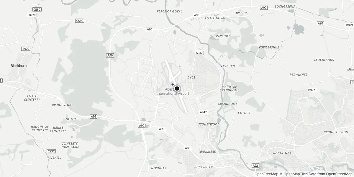 Mapa do Aeroporto de Aberdeen - Dyce