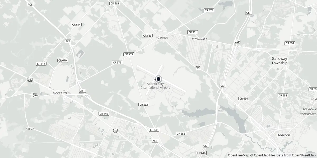 Mappa dell'Aeroporto di Atlantic City