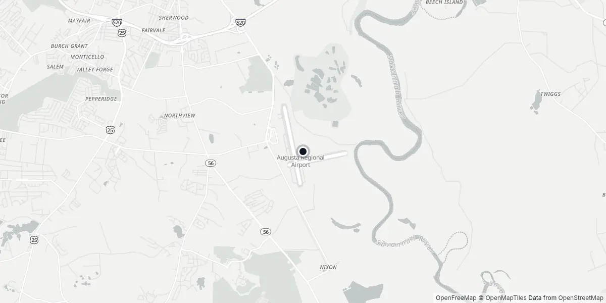 Mappa dell'Aeroporto di Augusta - Bush Field