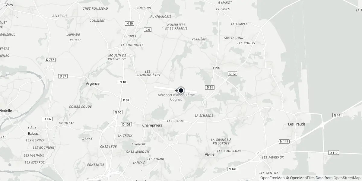 Mapa do Aeroporto de Angolema - Brie-Champniers