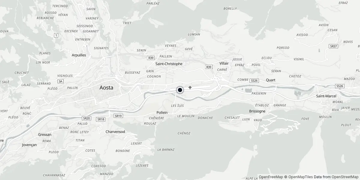 Mapa do Aeroporto de Aosta - Corrado Gex
