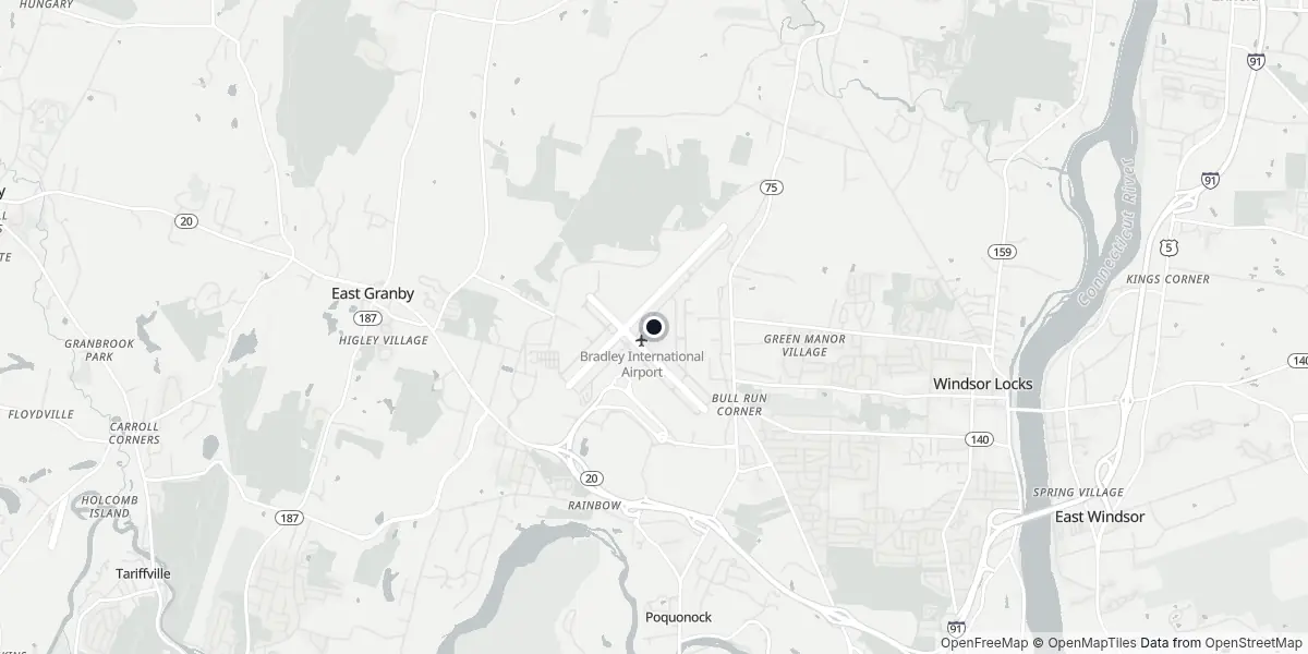 Mappa dell'Aeroporto di Hartford - Bradley