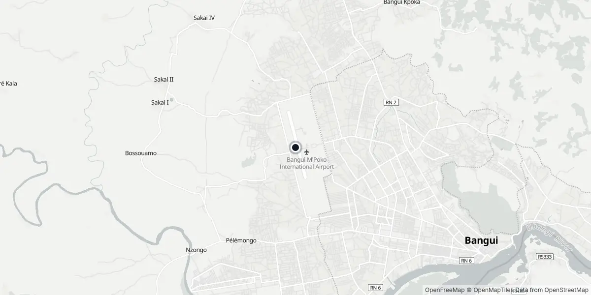 Mapa do Aeroporto de Bangui - M'Poko