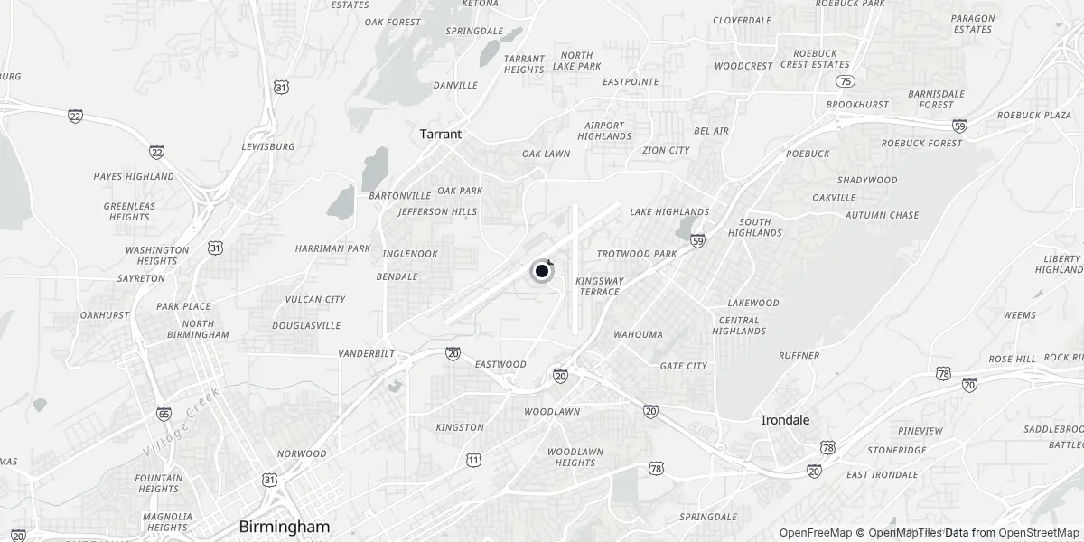 Mappa dell'Aeroporto di Birmingham - Shuttlesworth