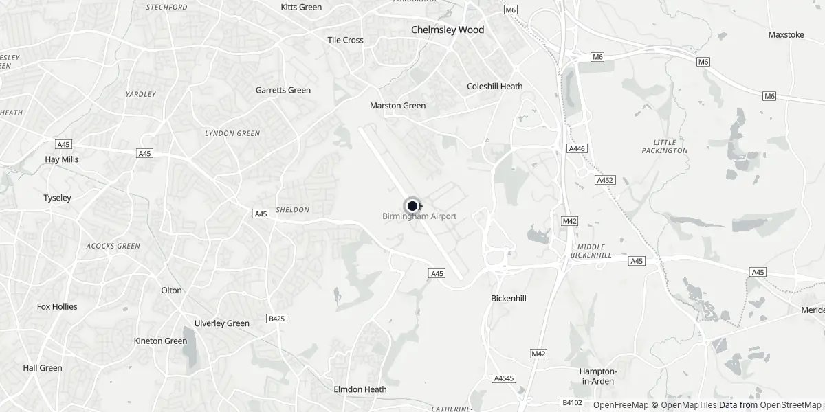 Mappa dell'Aeroporto di Birmingham