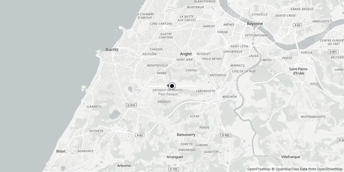 Mapa do Aeroporto de Biarritz-Anglet-Bayonne
