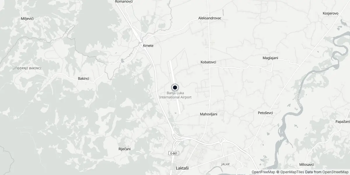 Mapa do Aeroporto de Banja Luka