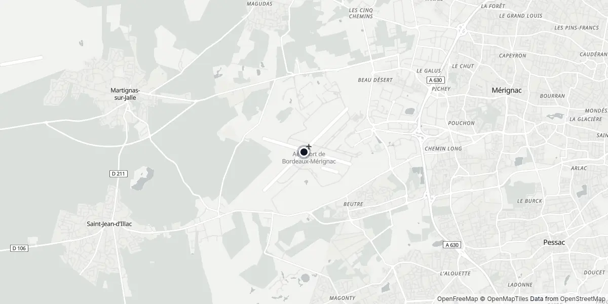 Mappa dell'Aeroporto di Bordeaux - Mérignac