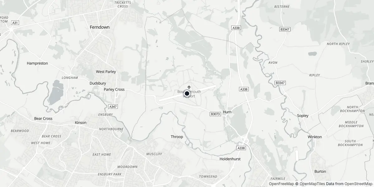 Mappa dell'Aeroporto di Bournemouth