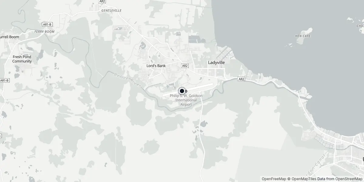 Mappa dell'Aeroporto di Belize City - Philip Goldson