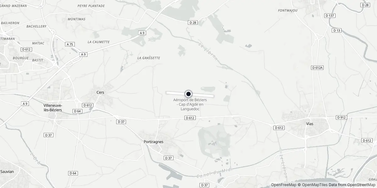 Mapa do Aeroporto de Béziers - Vias