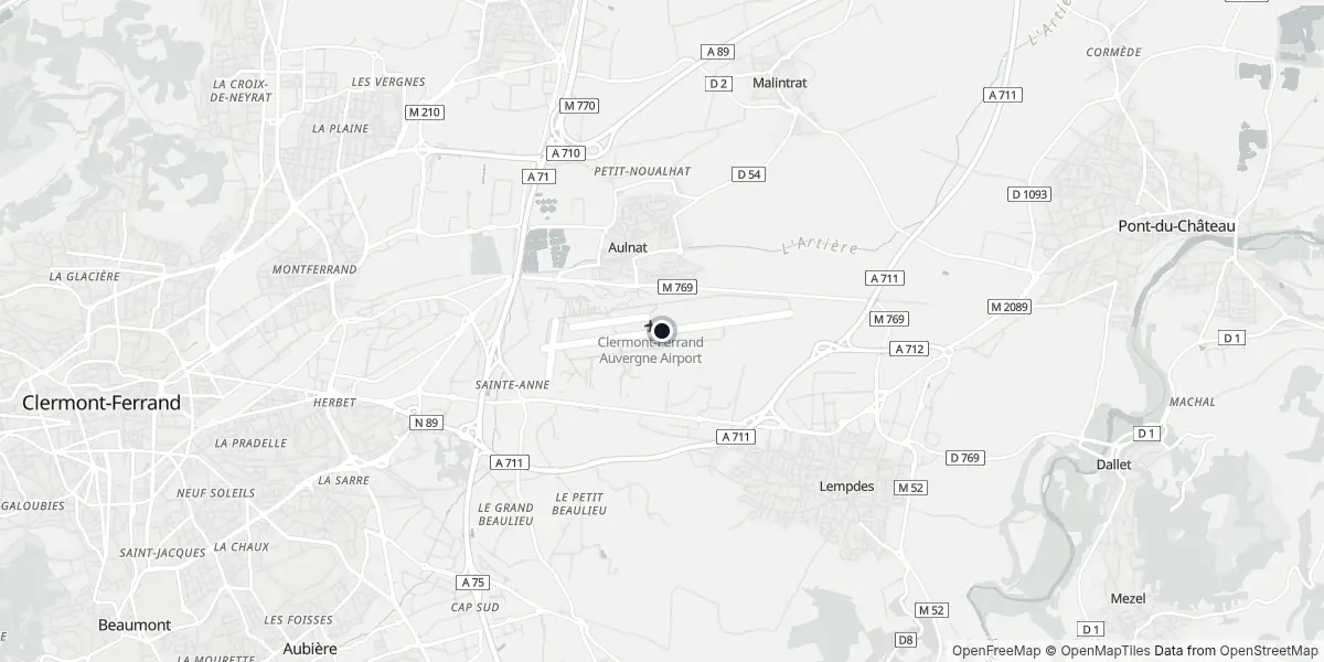 Mappa dell'Aeroporto di Clermont-Ferrand