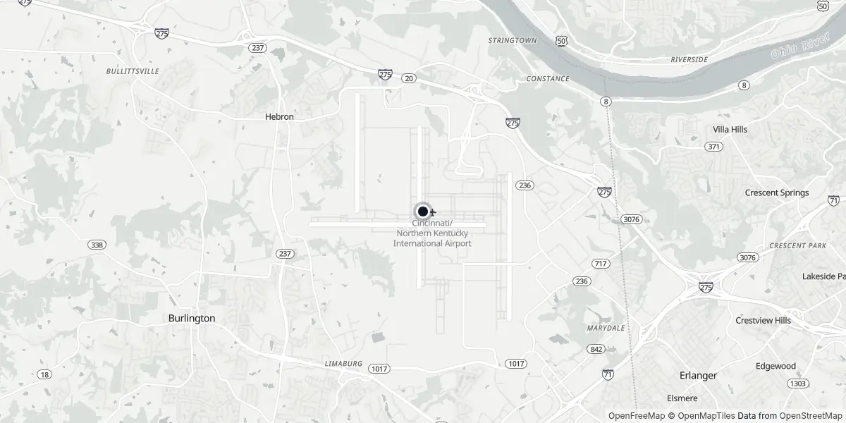 Mappa dell'Aeroporto di Cincinnati - Northern Kentucky