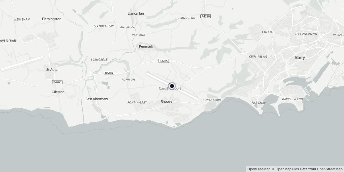 Mappa dell'Aeroporto di Cardiff