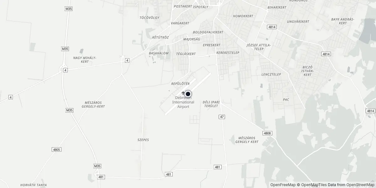 Mapa do Aeroporto de Debrecen