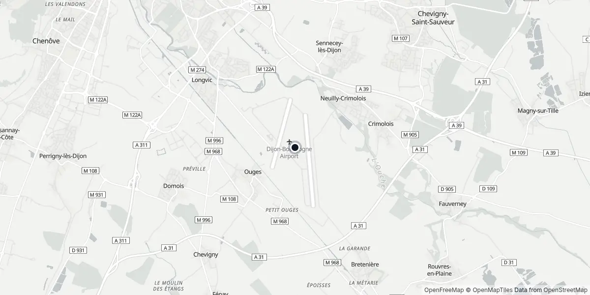 Mapa do Aeroporto de Dijon - Borgonha