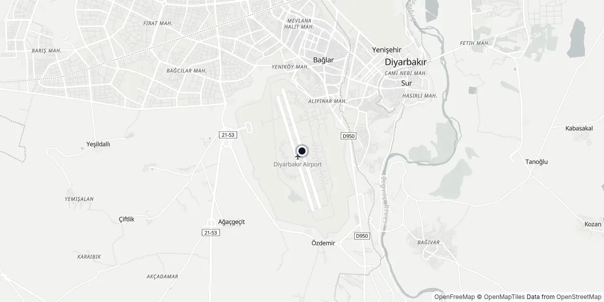 Mappa dell'Aeroporto di Diyarbakır
