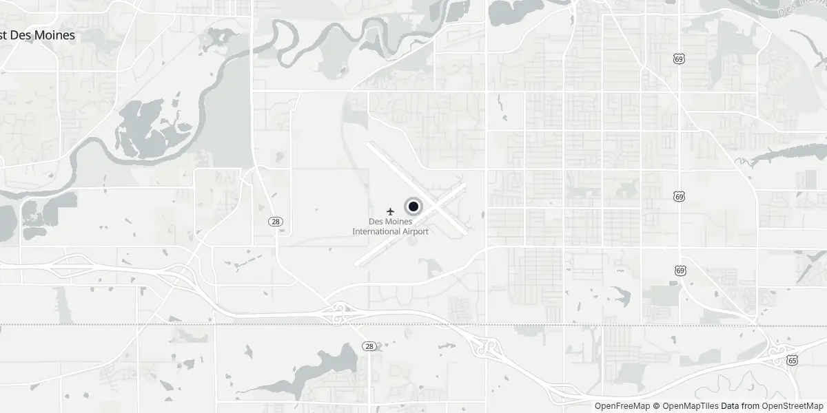 Mapa do Aeroporto de Des Moines