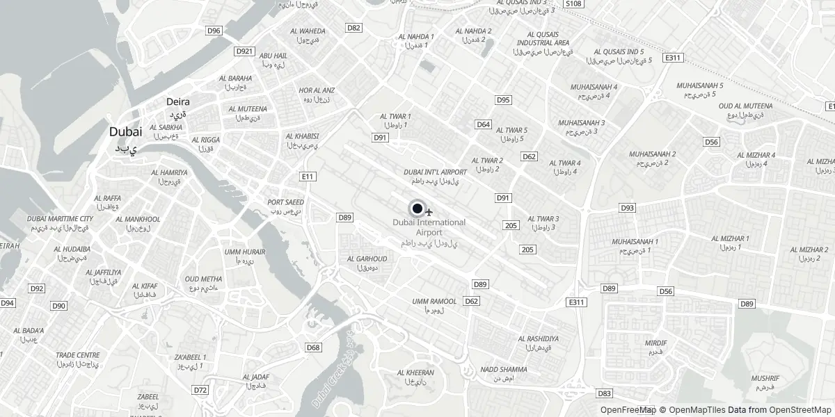 Mappa dell'Aeroporto di Dubai