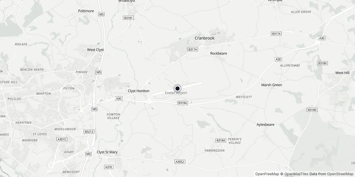 Mappa dell'Aeroporto di Exeter