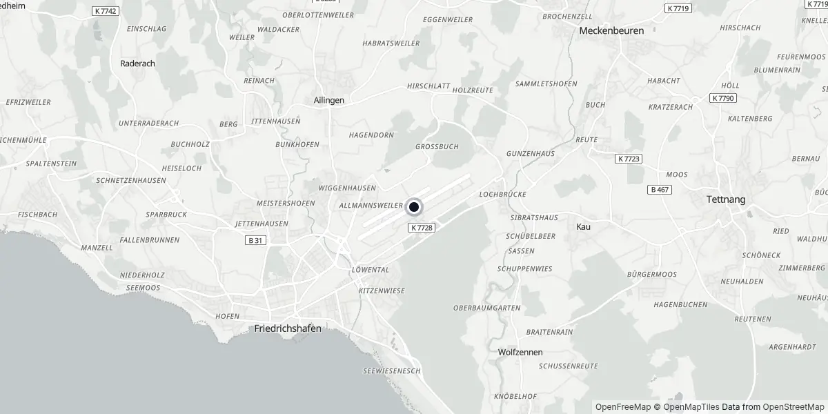 Mapa do Aeroporto de Friedrichshafen