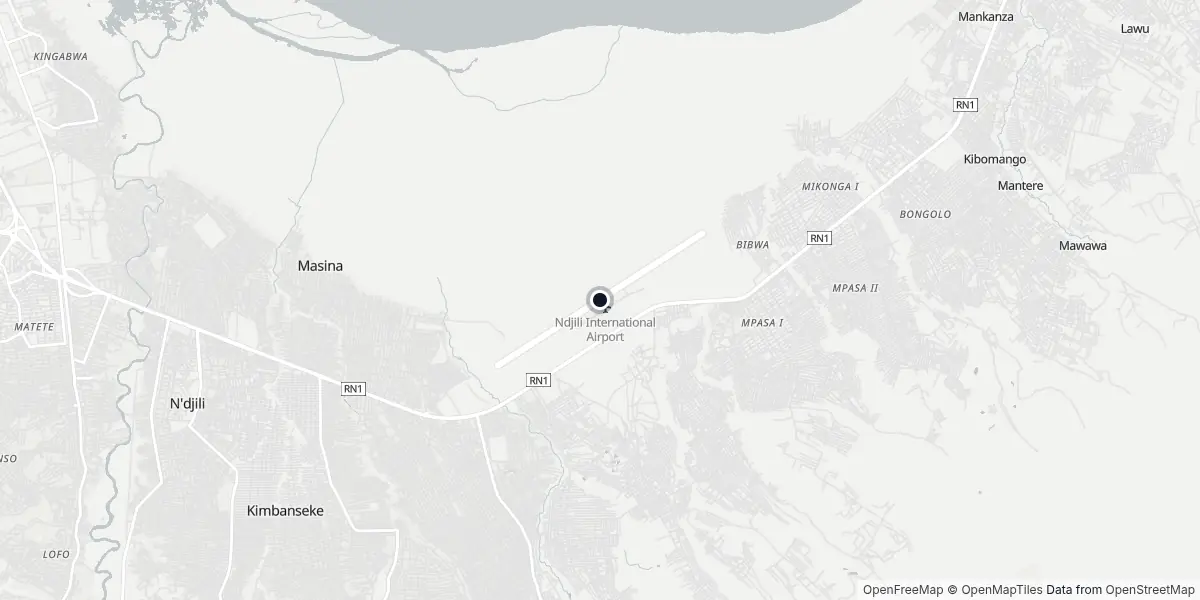 Mapa do Aeroporto de Kinshasa - Ndjili