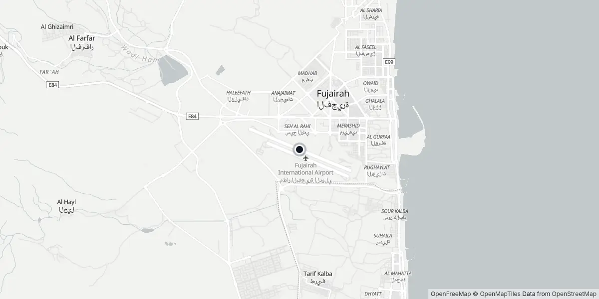 Mapa do Aeroporto de Fujairah