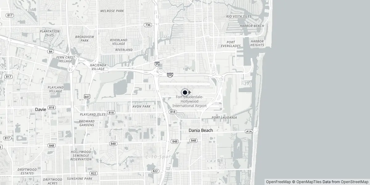Mappa dell'Aeroporto di Fort Lauderdale - Hollywood