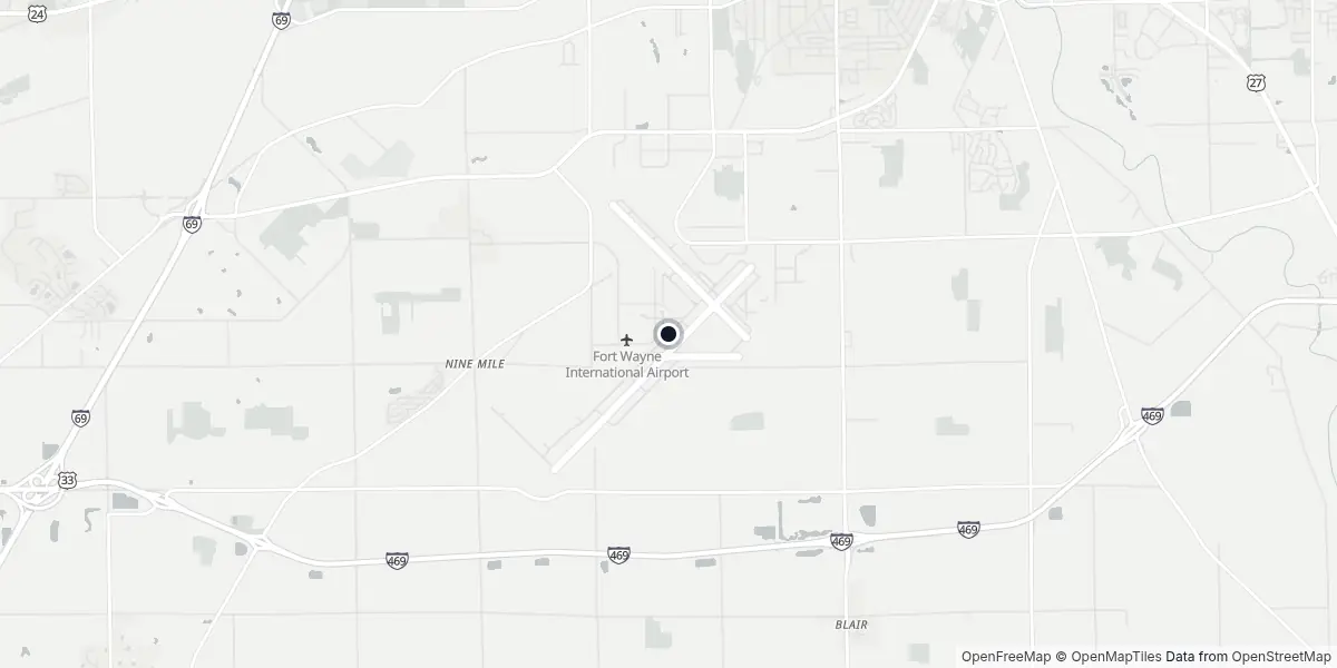 Mapa do Aeroporto de Fort Wayne
