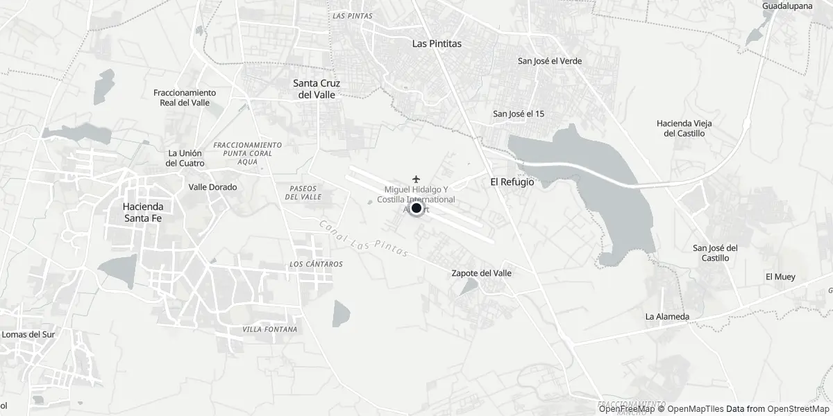 Mappa dell'Aeroporto di Guadalajara - Miguel Hidalgo y Costilla