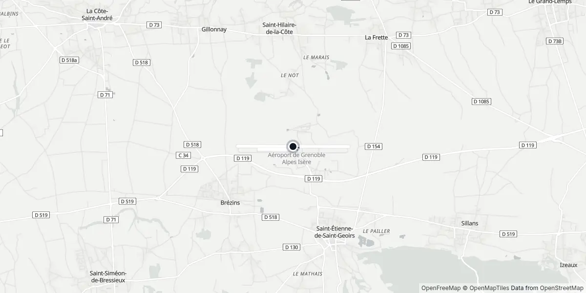 Mapa do Aeroporto de Grenoble - Isère