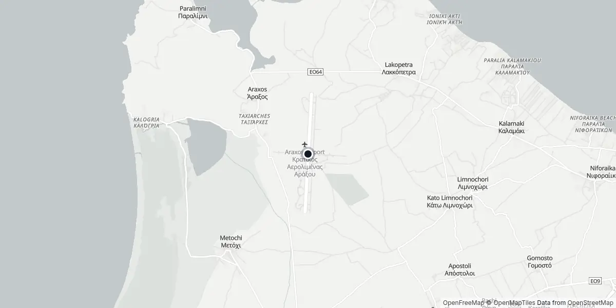 Mapa do Aeroporto de Patras - Araxos