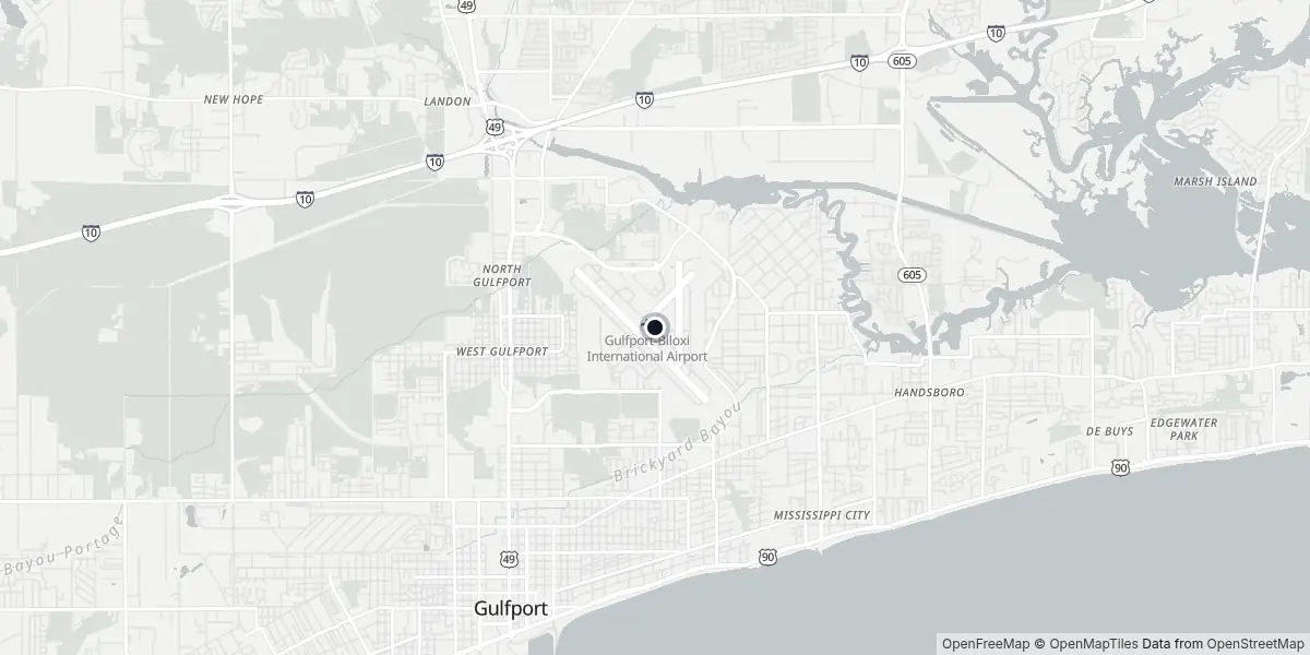 Mapa do Aeroporto de Gulfport - Biloxi