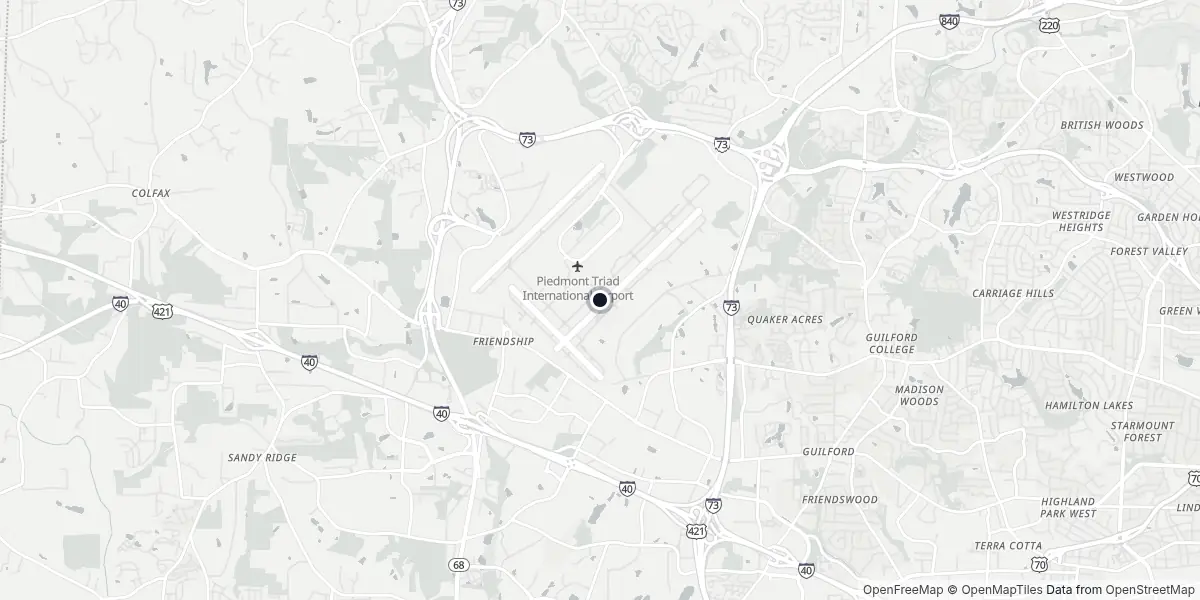 Mappa dell'Aeroporto di Greensboro - Piedmont Triad