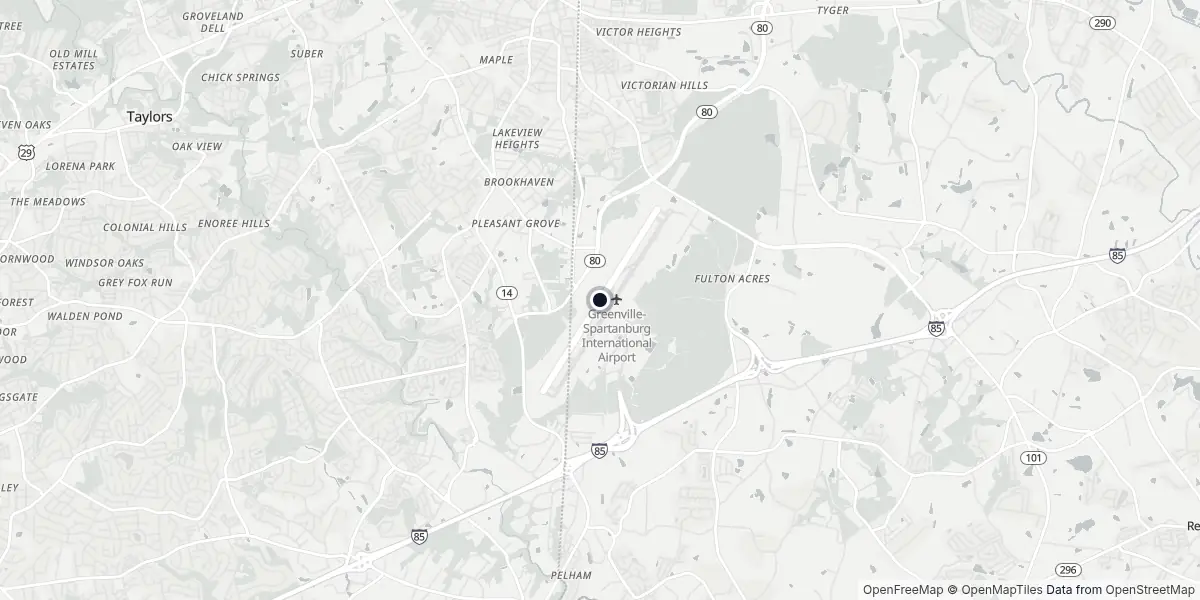 Mapa do Aeroporto de Greenville-Spartanburg