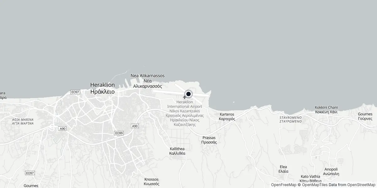 Mapa do Aeroporto de Heraklion - Nikos Kazantzakis