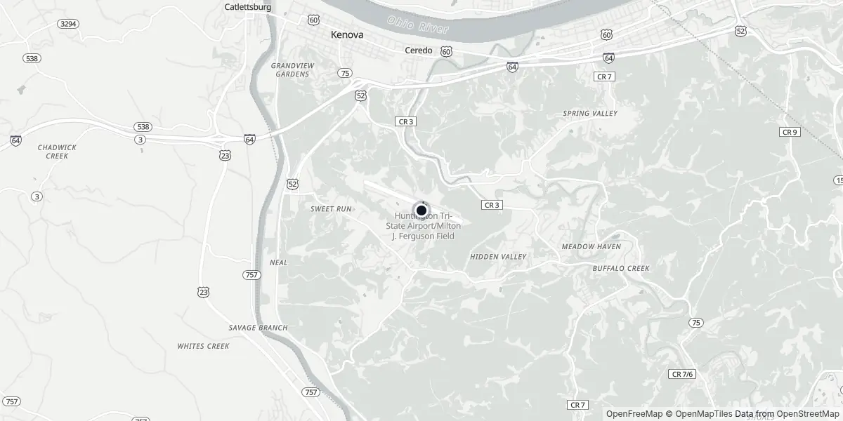 Mapa do Aeroporto de Huntington - Tri-State