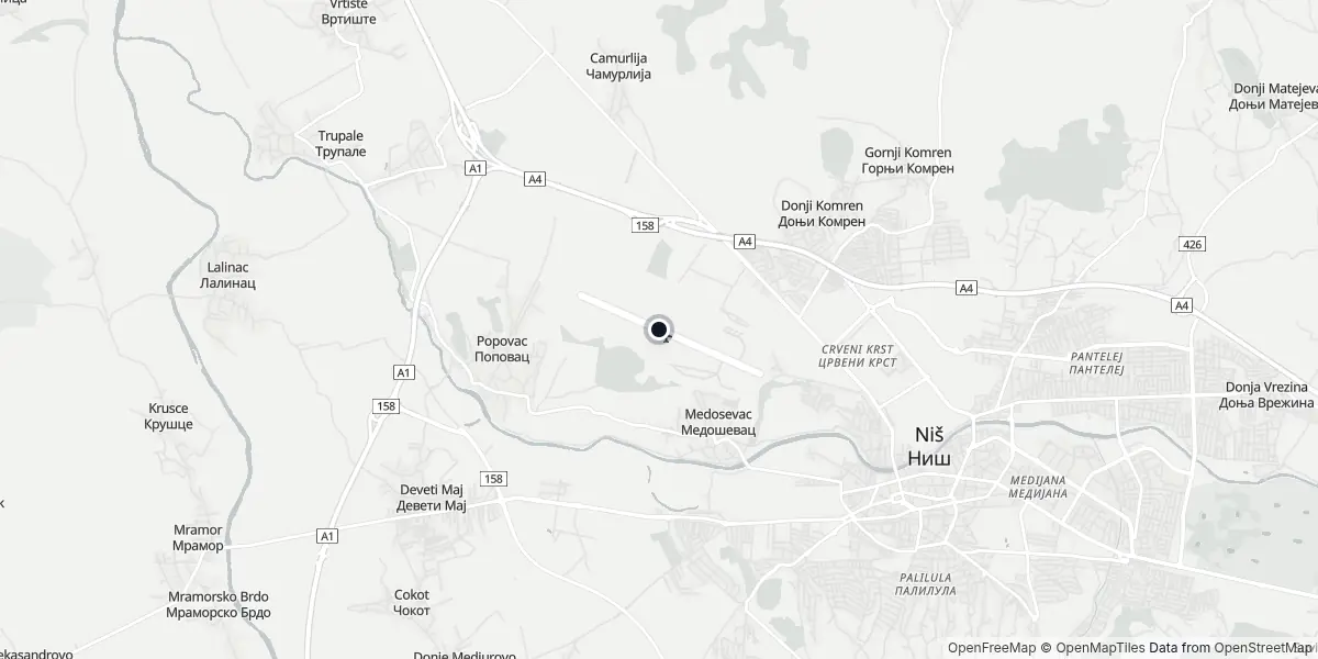 Mapa do Aeroporto de Niš