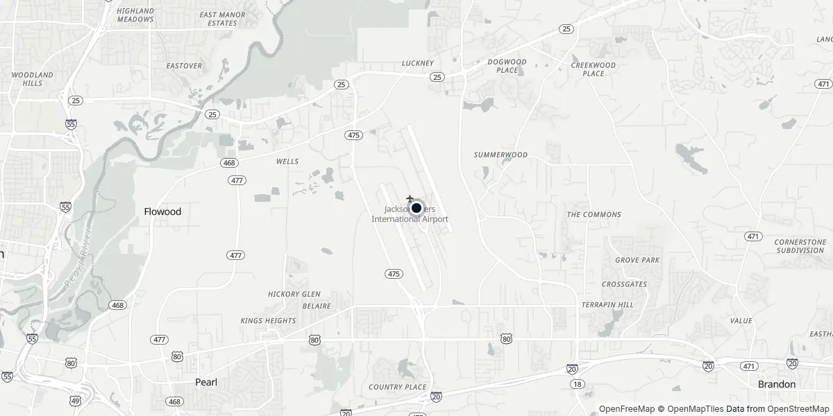 Mapa do Aeroporto de Jackson - Medgar Wiley Evers