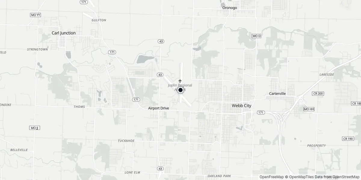 Mappa dell'Aeroporto di Joplin