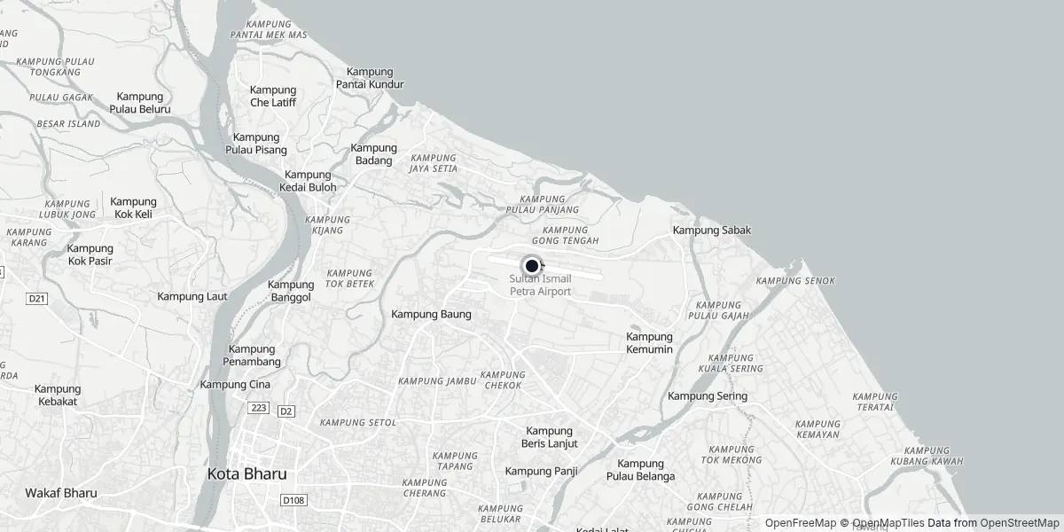 Mapa do Aeroporto de Kota Bharu - Sultan Ismail Petra