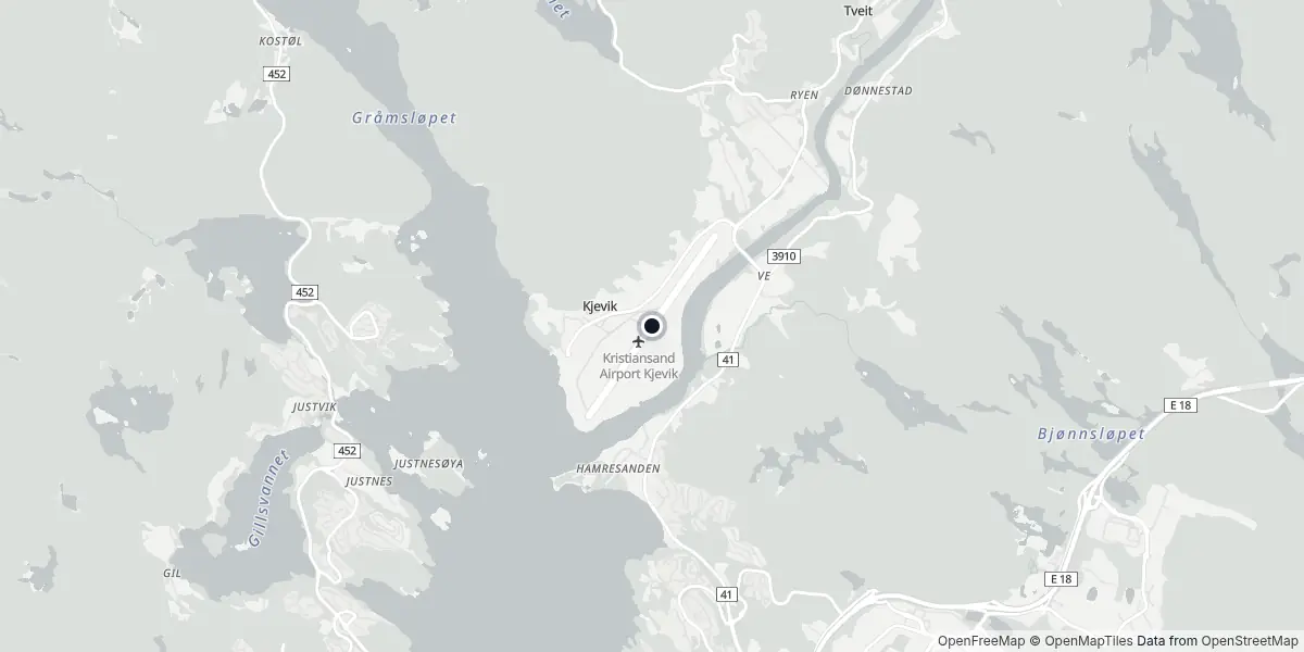 Mappa dell'Aeroporto di Kristiansand - Kjevik