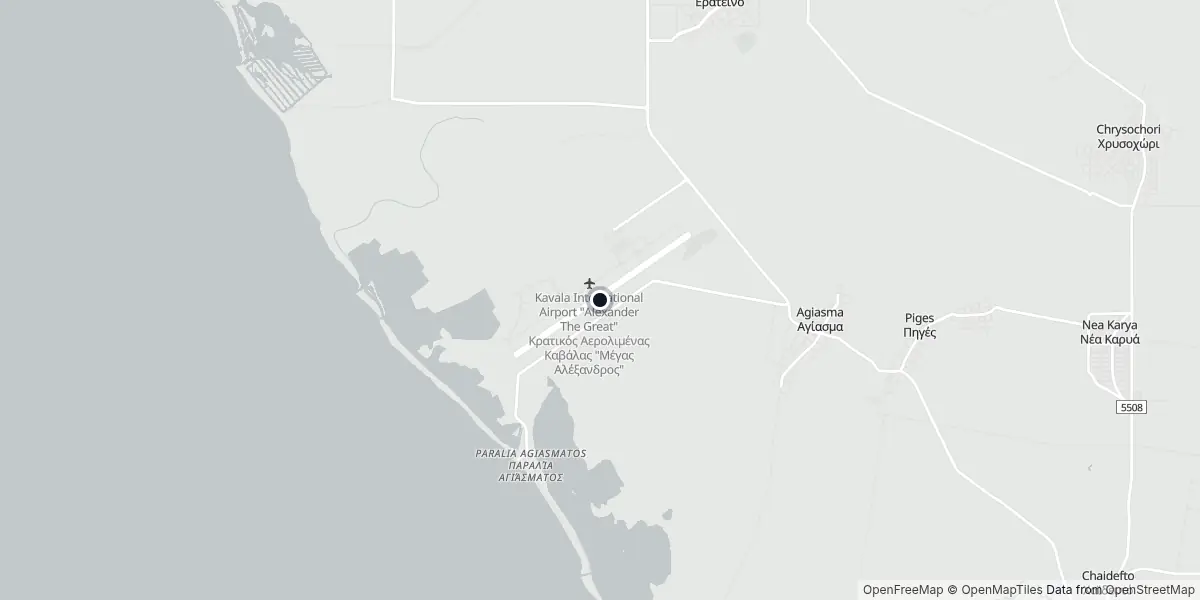 Mapa do Aeroporto de Kavala - Alexandre o Grande