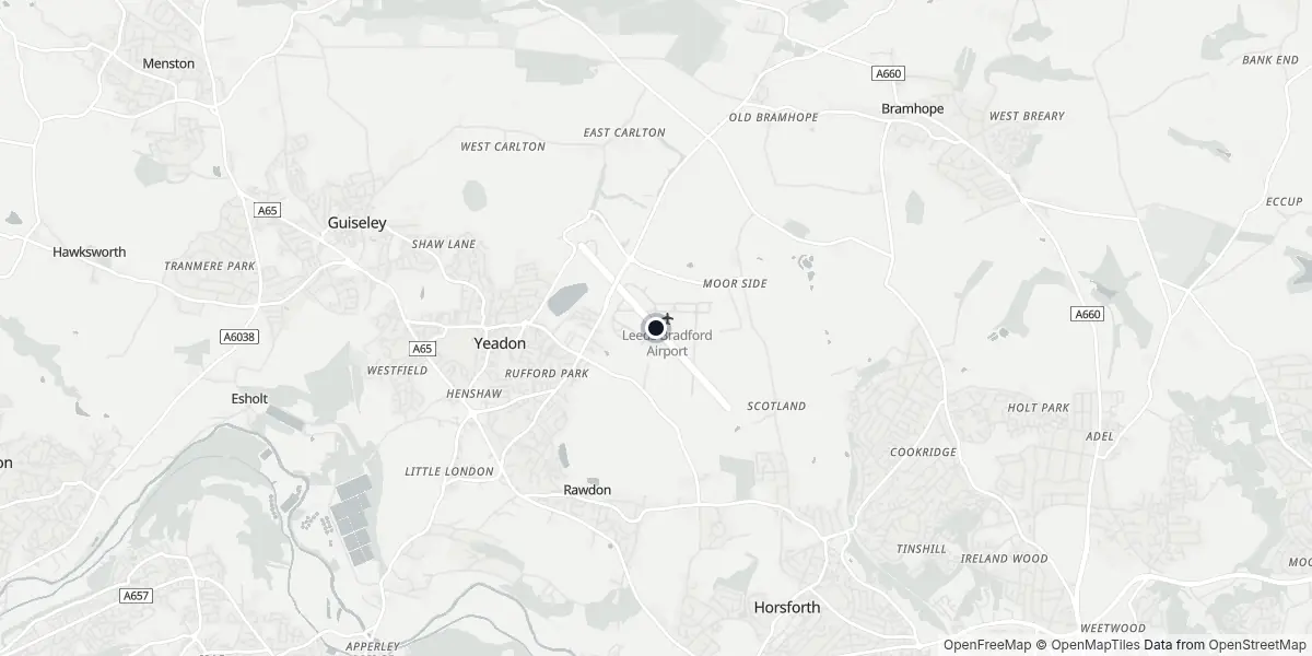 Mapa do Aeroporto de Leeds - Bradford