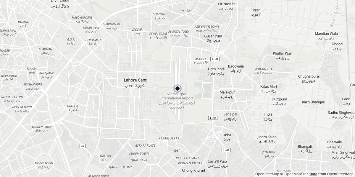 Mappa dell'Aeroporto di Lahore - Allama Iqbal