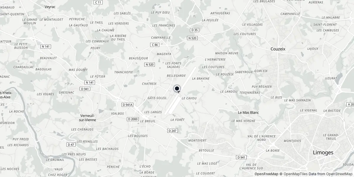 Mapa do Aeroporto de Limoges - Bellegarde