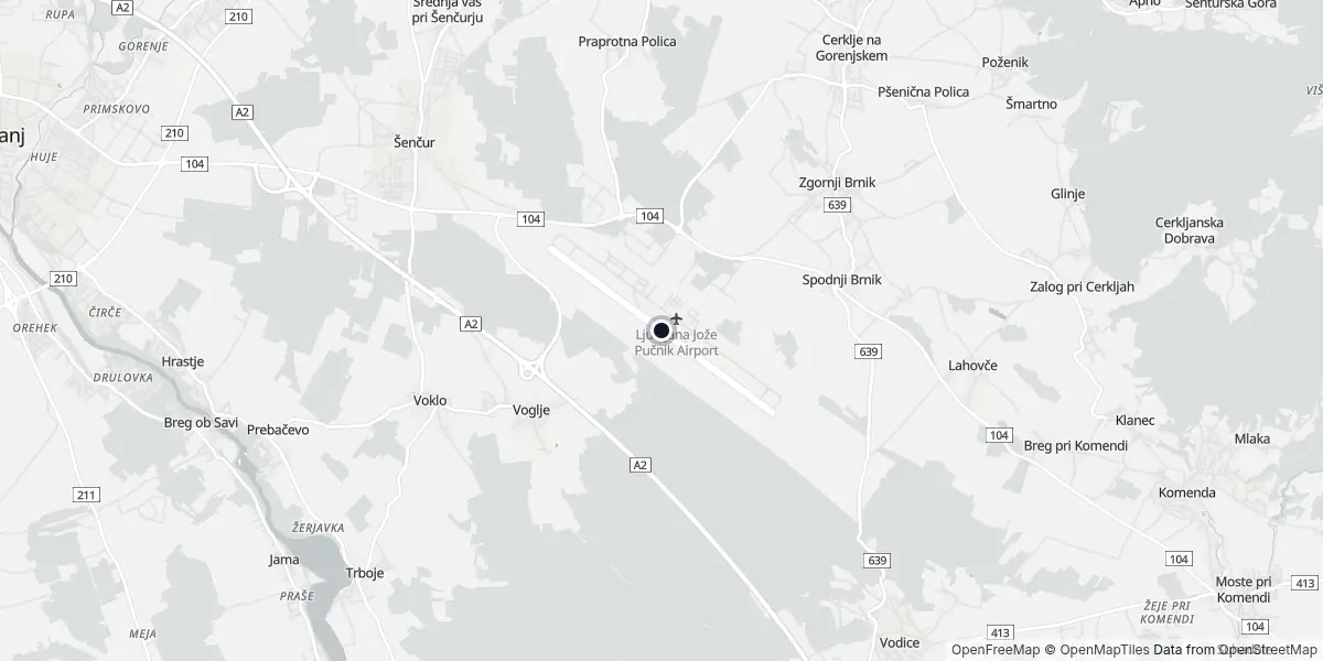 Mapa do Aeroporto de Liubliana - Jože Pučnik