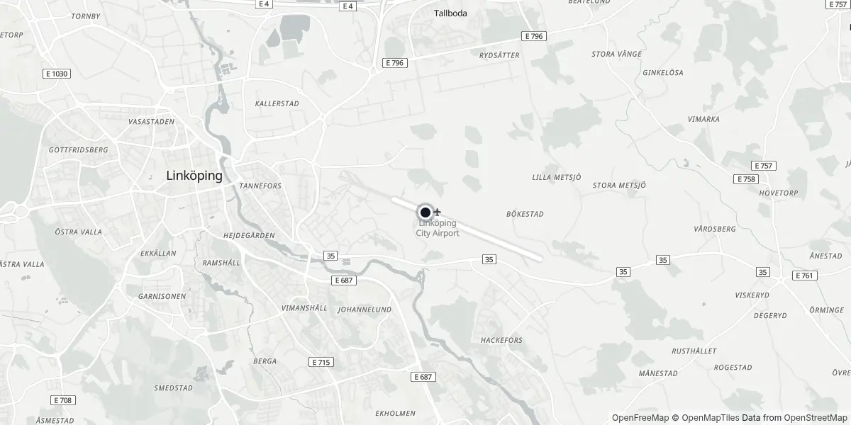 Mapa do Aeroporto de Linköping
