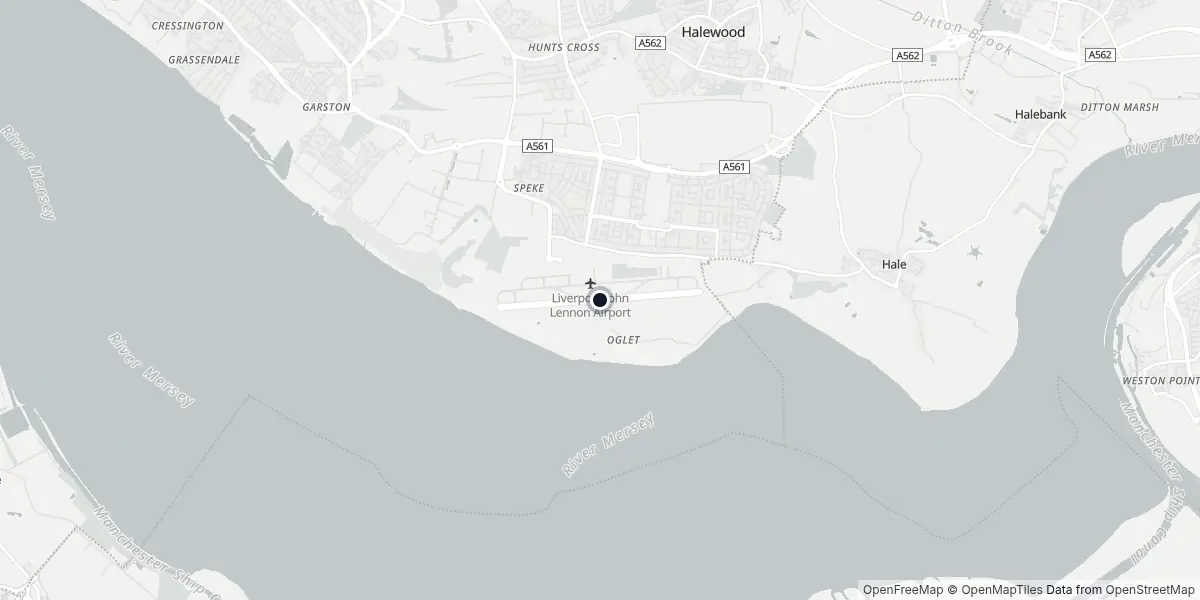 Mappa dell'Aeroporto di Liverpool - John Lennon