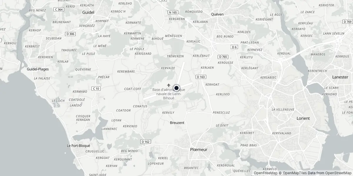 Mapa do Aeroporto de Lorient - Bretagne Sud